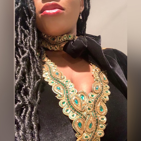 FANCY BY FRANCESCA WATSON DESIGNER SAMPLE SALE BLACK VELVET GOWN handmade - Picture 6 of 7